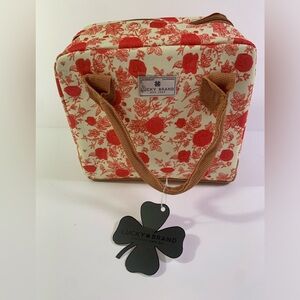 Lucky Brand Vintage Style Red Rose Top Handle Insulated Lunch Bag NWT